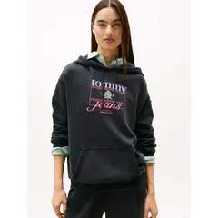 TOMMY HILFIGER - Polerón Hoodie Logo Crest Negro Tommy Jeans