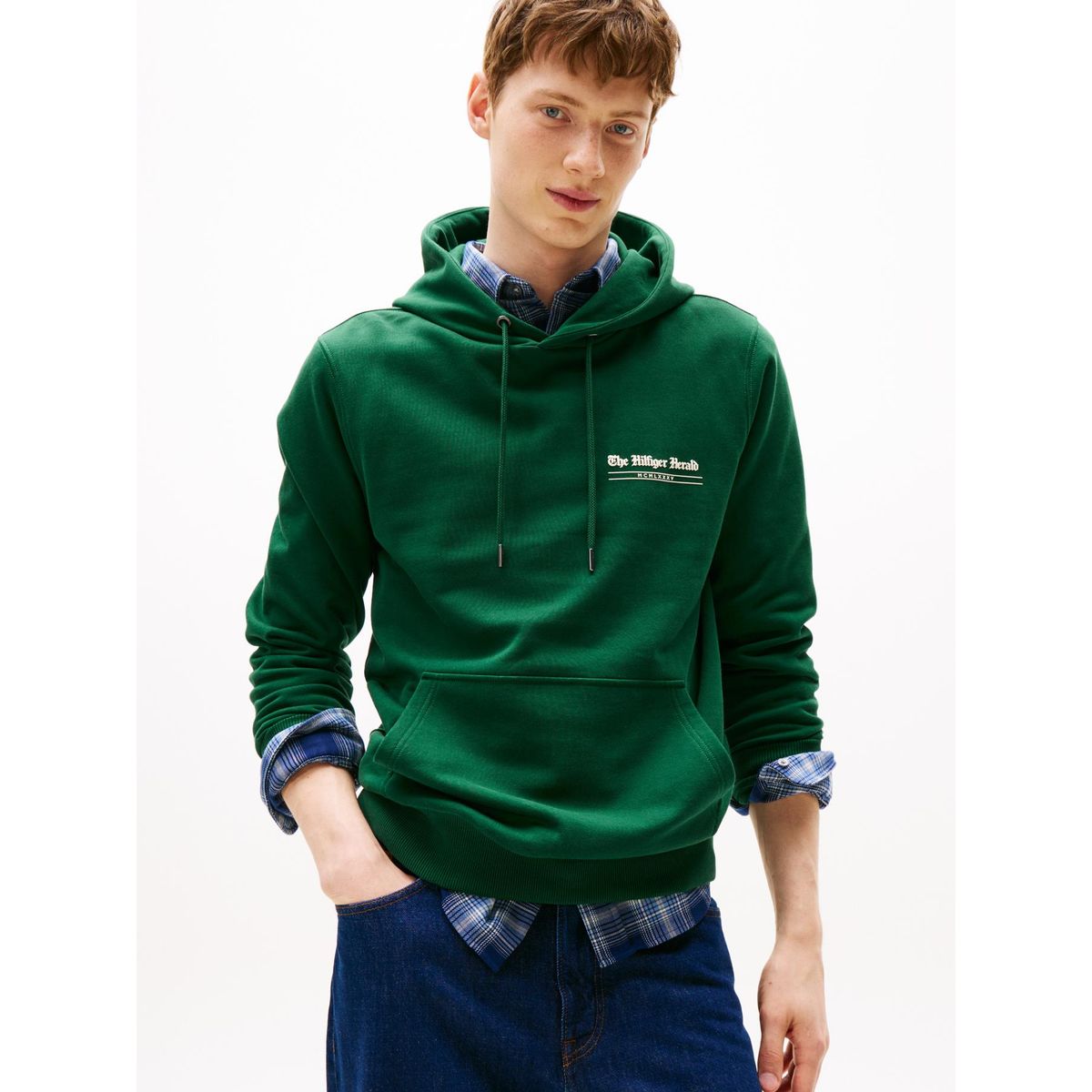 TOMMY HILFIGER - Polerón Hoodie Logo Gráfico Verde Tommy Hilfiger