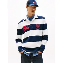 TOMMY HILFIGER - Polo De Rugby A Rayas Relaxed Fit Azul Tommy Jeans