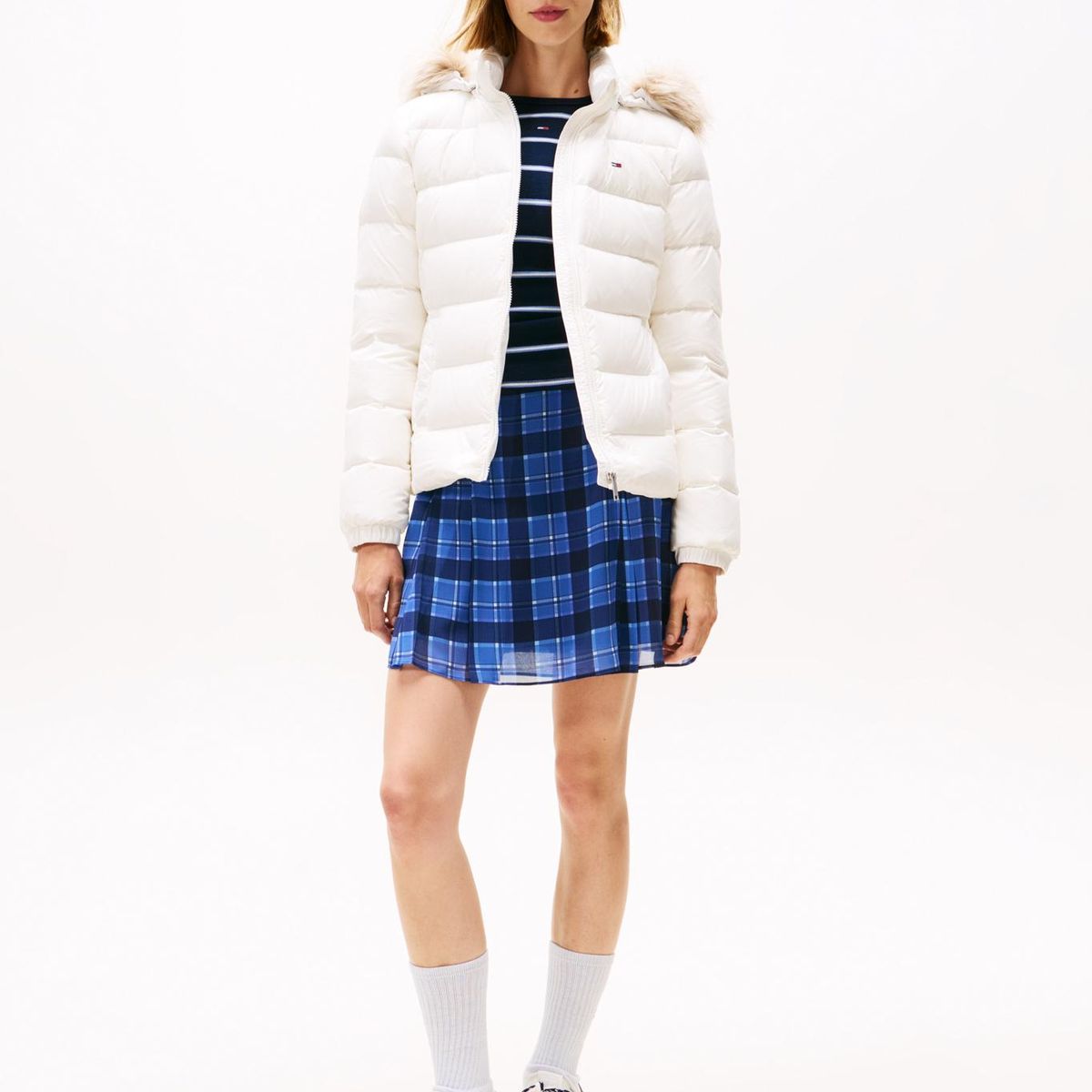 TOMMY HILFIGER - Parka Hooded Basic Acolchada Blanco Tommy Jeans