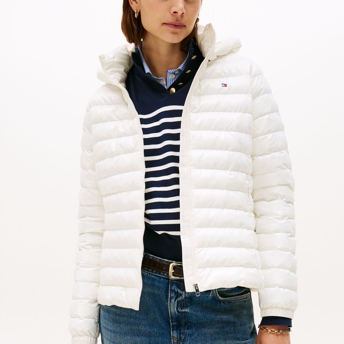 TOMMY HILFIGER - Parka Water-Repellent Padded Slim Fit Blanco Tommy Hilfiger