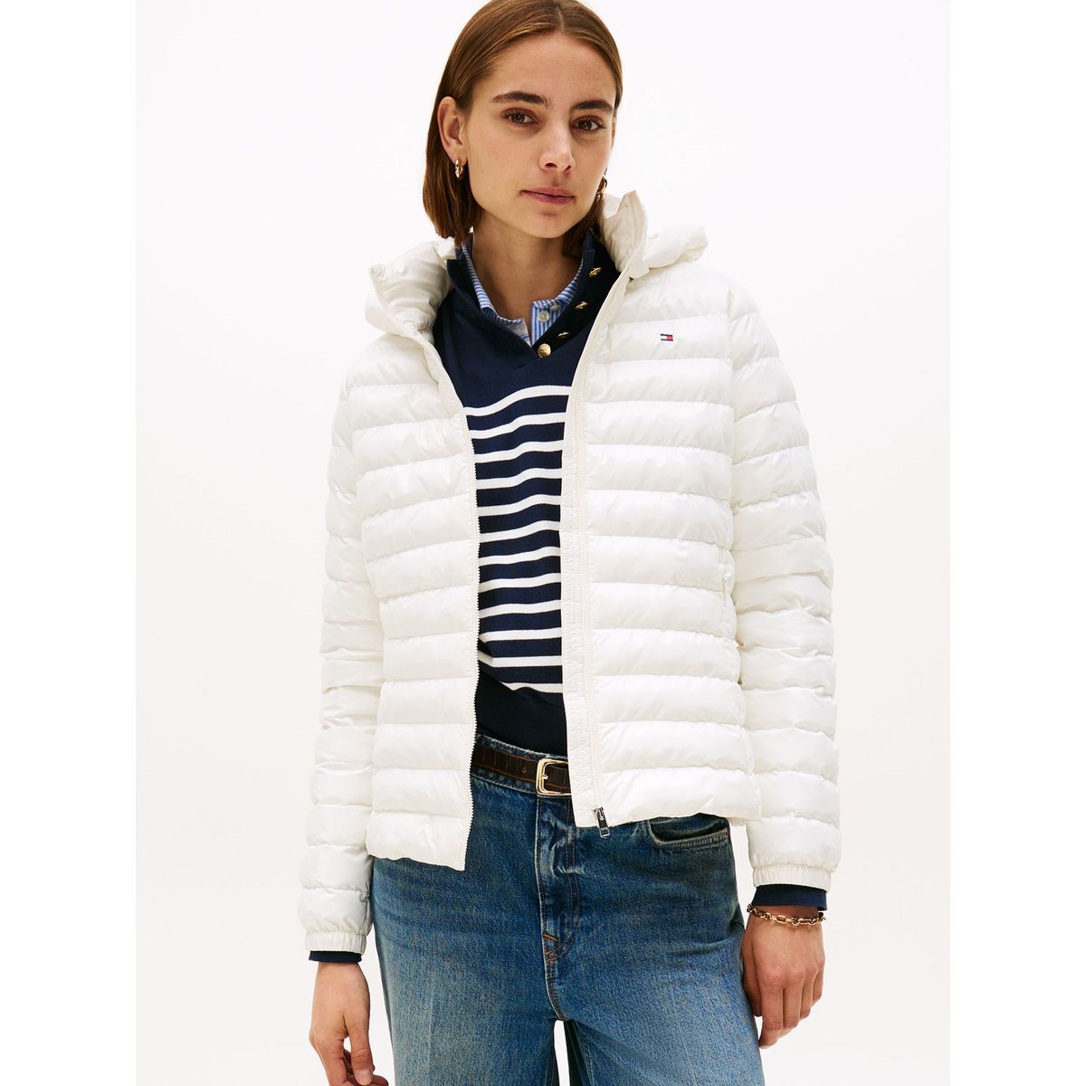 TOMMY HILFIGER - Parka Water-Repellent Padded Slim Fit Blanco Tommy Hilfiger