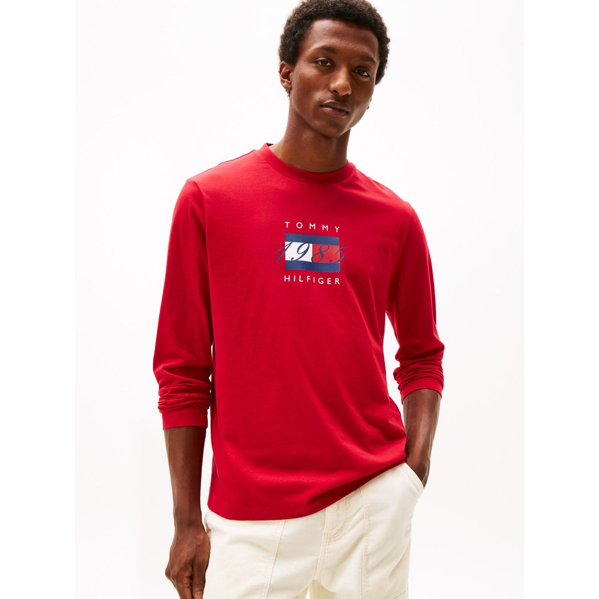 TOMMY HILFIGER - Polera Linear Flag Graphic Logo Rojo Tommy Hilfiger