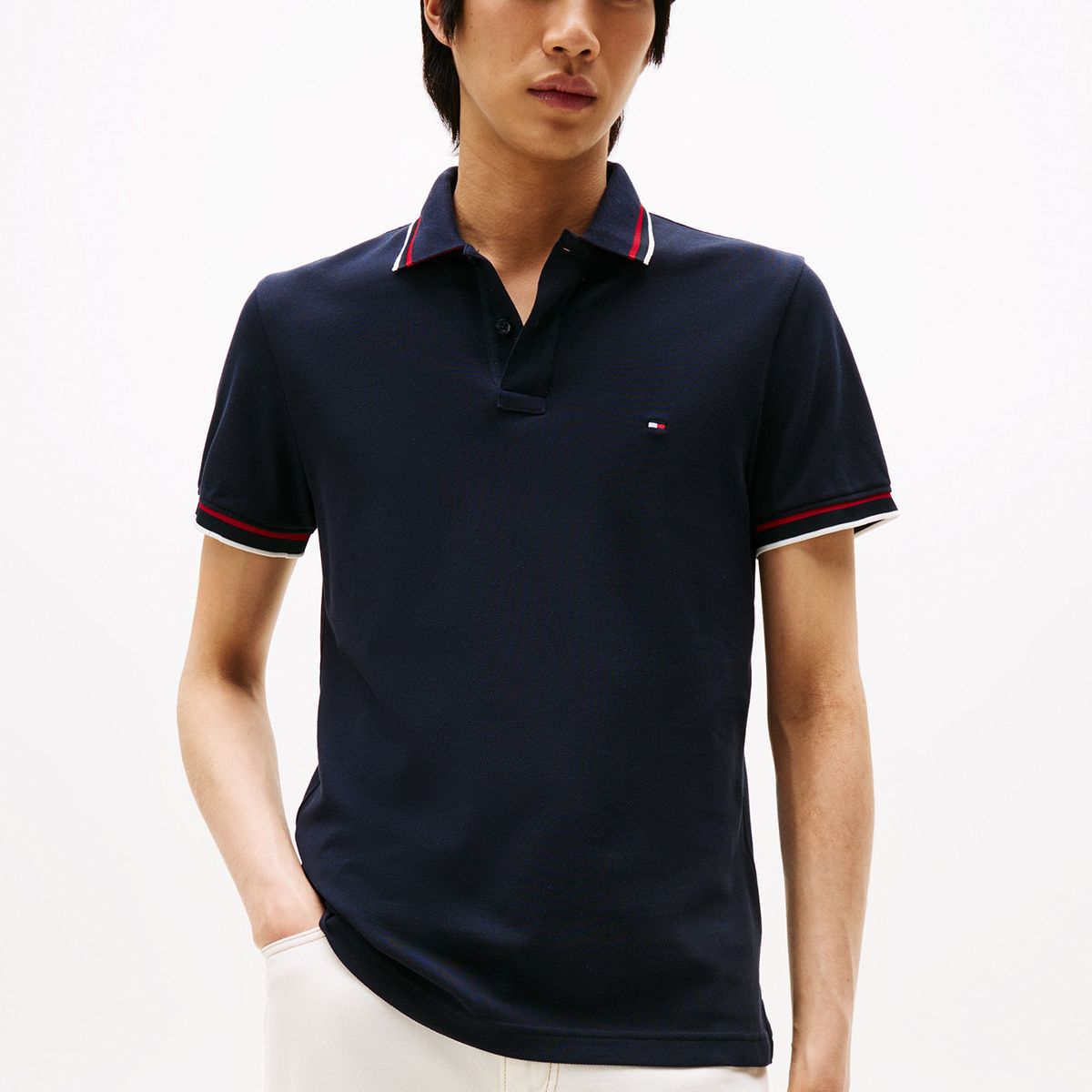 TOMMY HILFIGER - Polo Slim Fit Con Logo Azul Tommy Hilfiger