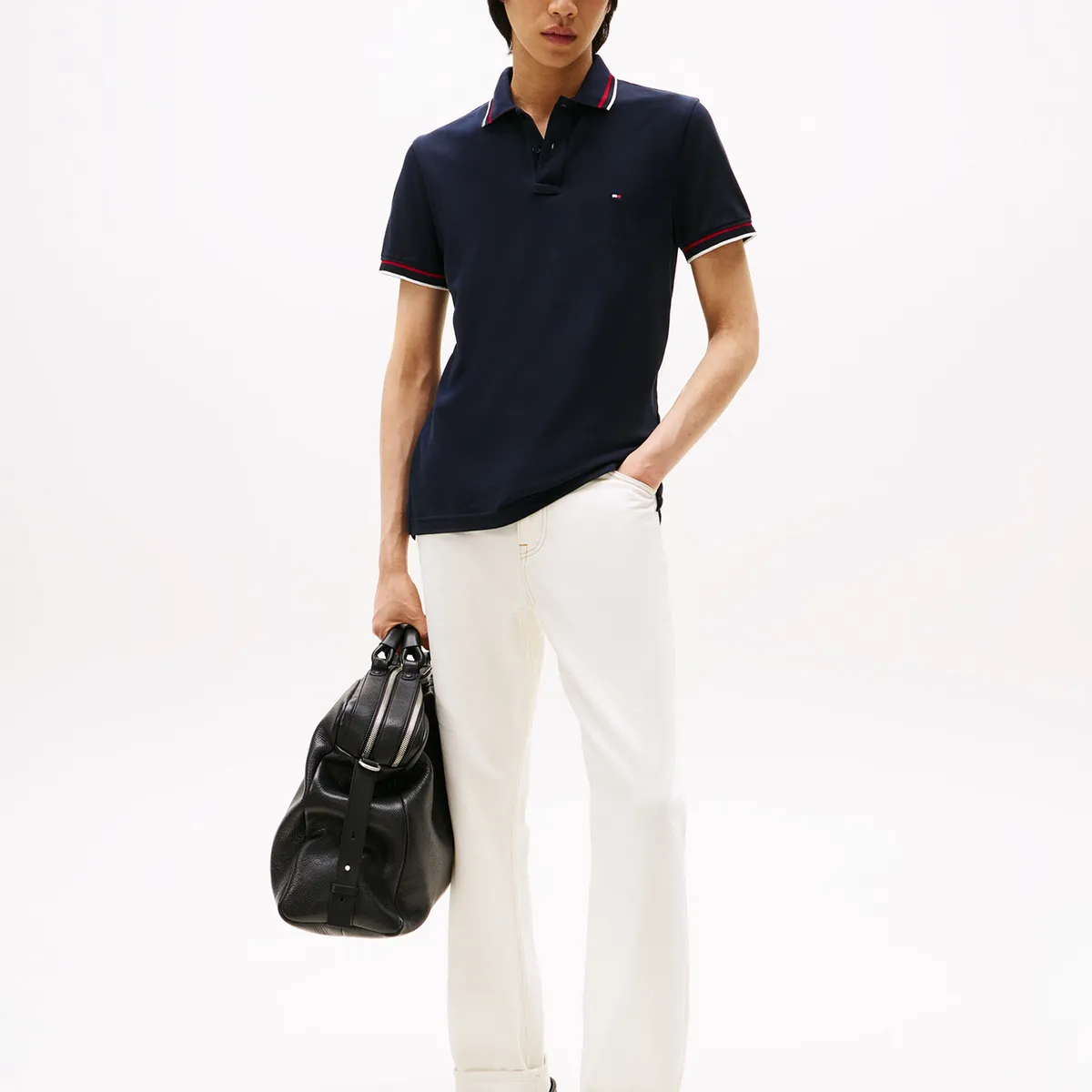 TOMMY HILFIGER - Polo Slim Fit Con Logo Azul Tommy Hilfiger