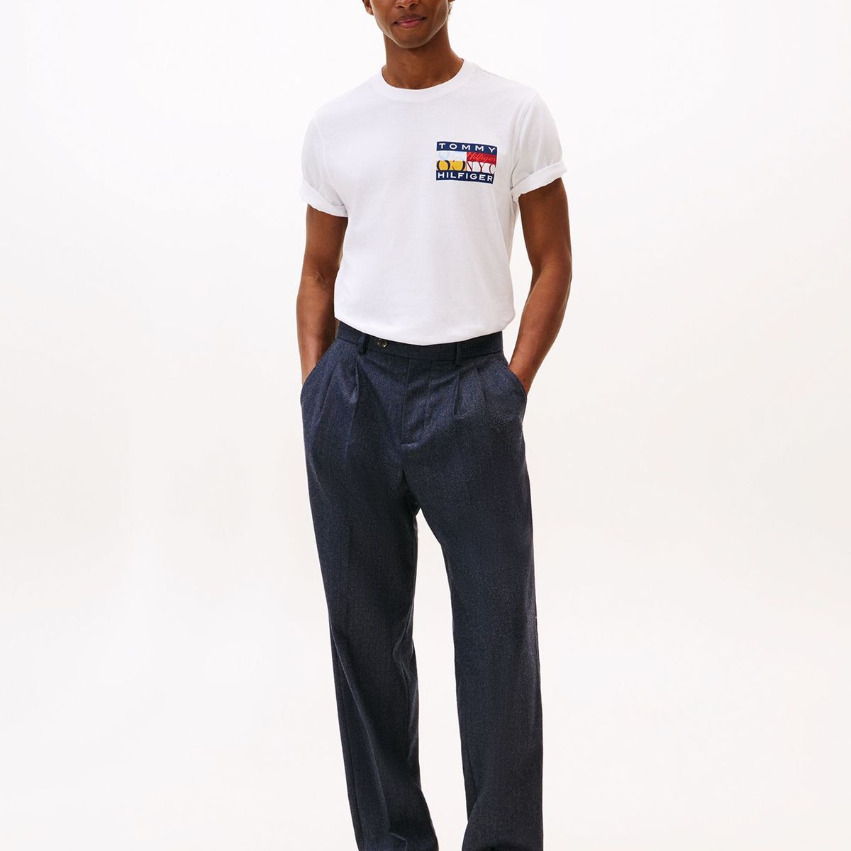 TOMMY HILFIGER - Polera Colour Flag  Logo Blanco Tommy Hilfiger