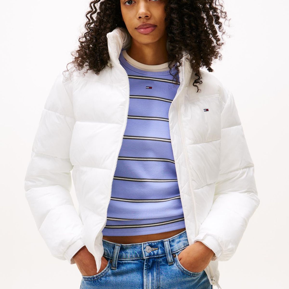 TOMMY HILFIGER - Parka Hooded Acolchada Packable Blanco Tommy Jeans