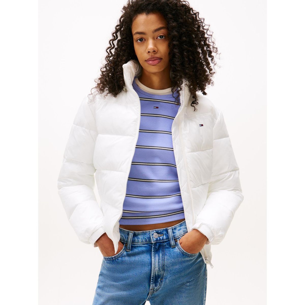 TOMMY HILFIGER - Parka Hooded Acolchada Packable Blanco Tommy Jeans