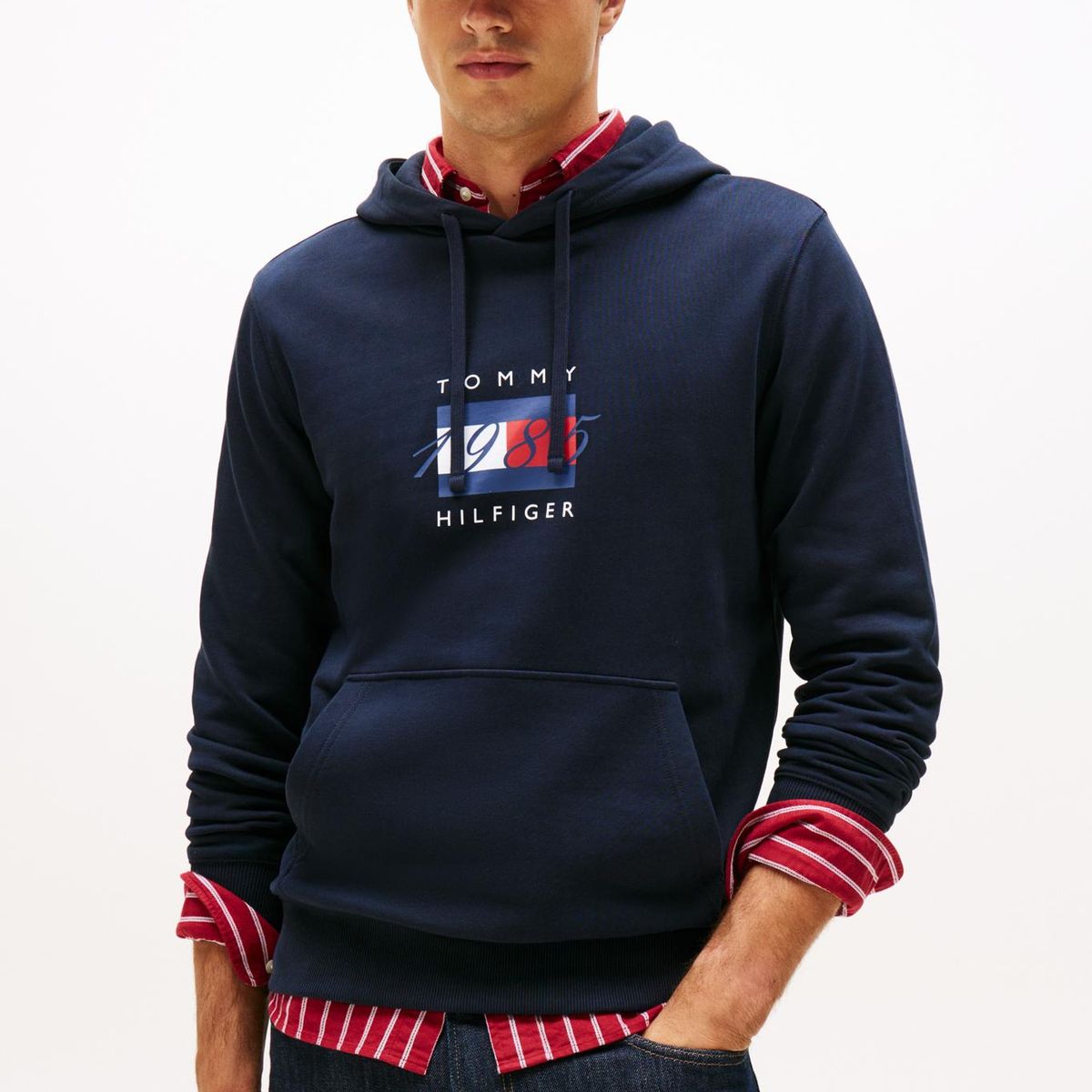 TOMMY HILFIGER - Polerón Hoodie Con Logo Gráfico Azul Tommy Hilfiger