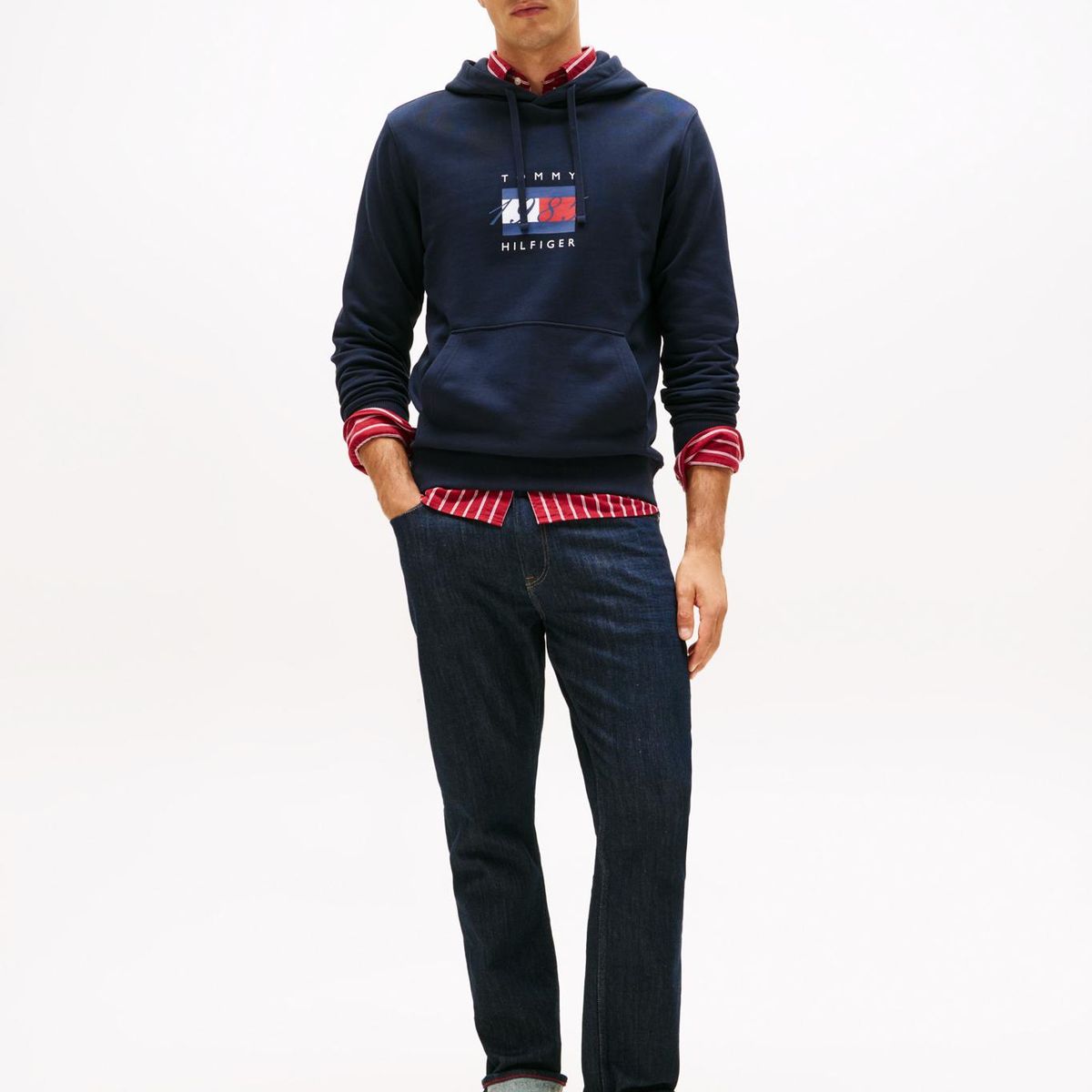 TOMMY HILFIGER - Polerón Hoodie Con Logo Gráfico Azul Tommy Hilfiger