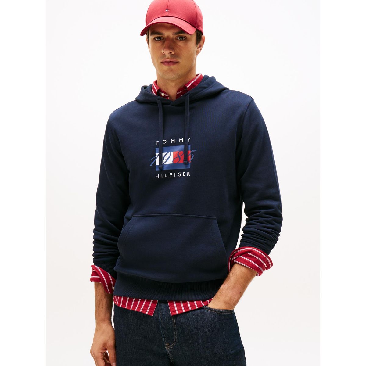 TOMMY HILFIGER - Polerón Hoodie Con Logo Gráfico Azul Tommy Hilfiger