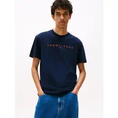 TOMMY HILFIGER - Polera Con Logo Lineal Azul Tommy Jeans