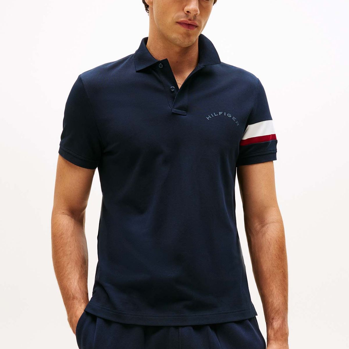 TOMMY HILFIGER - Polo Regular Fit Stripe Logo Azul Tommy Hilfiger