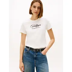 TOMMY HILFIGER - Polera Con Logo Bordado Regular Fit Blanco