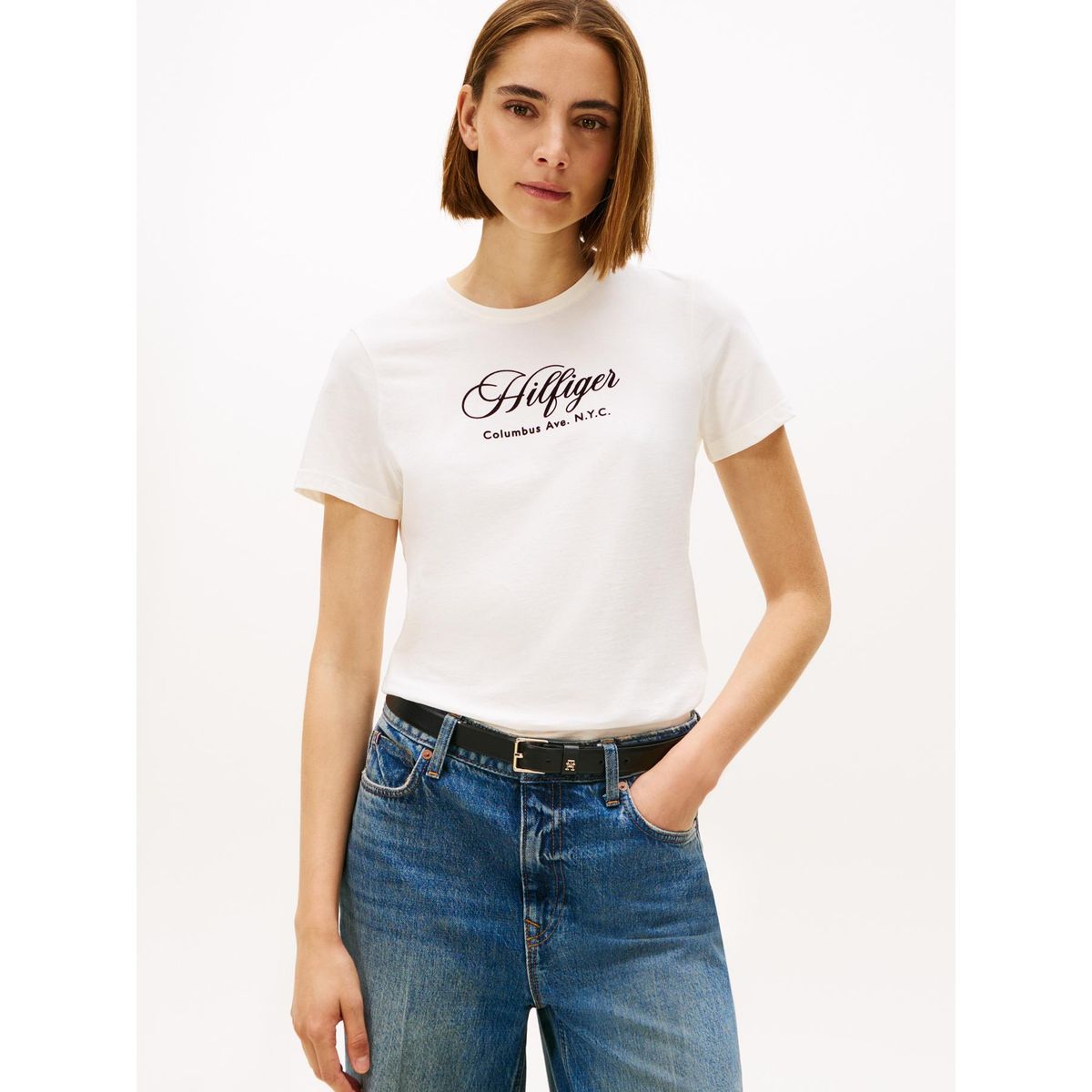 TOMMY HILFIGER - Polera Con Logo Bordado Regular Fit Blanco Tommy Hilfiger