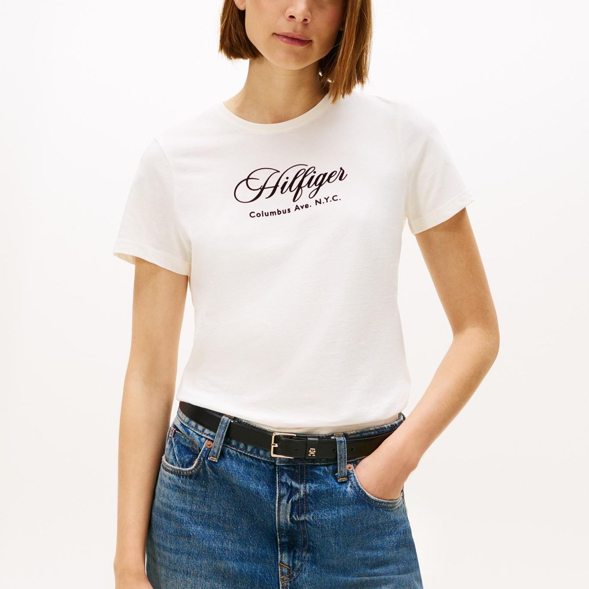TOMMY HILFIGER - Polera Con Logo Bordado Regular Fit Blanco Tommy Hilfiger