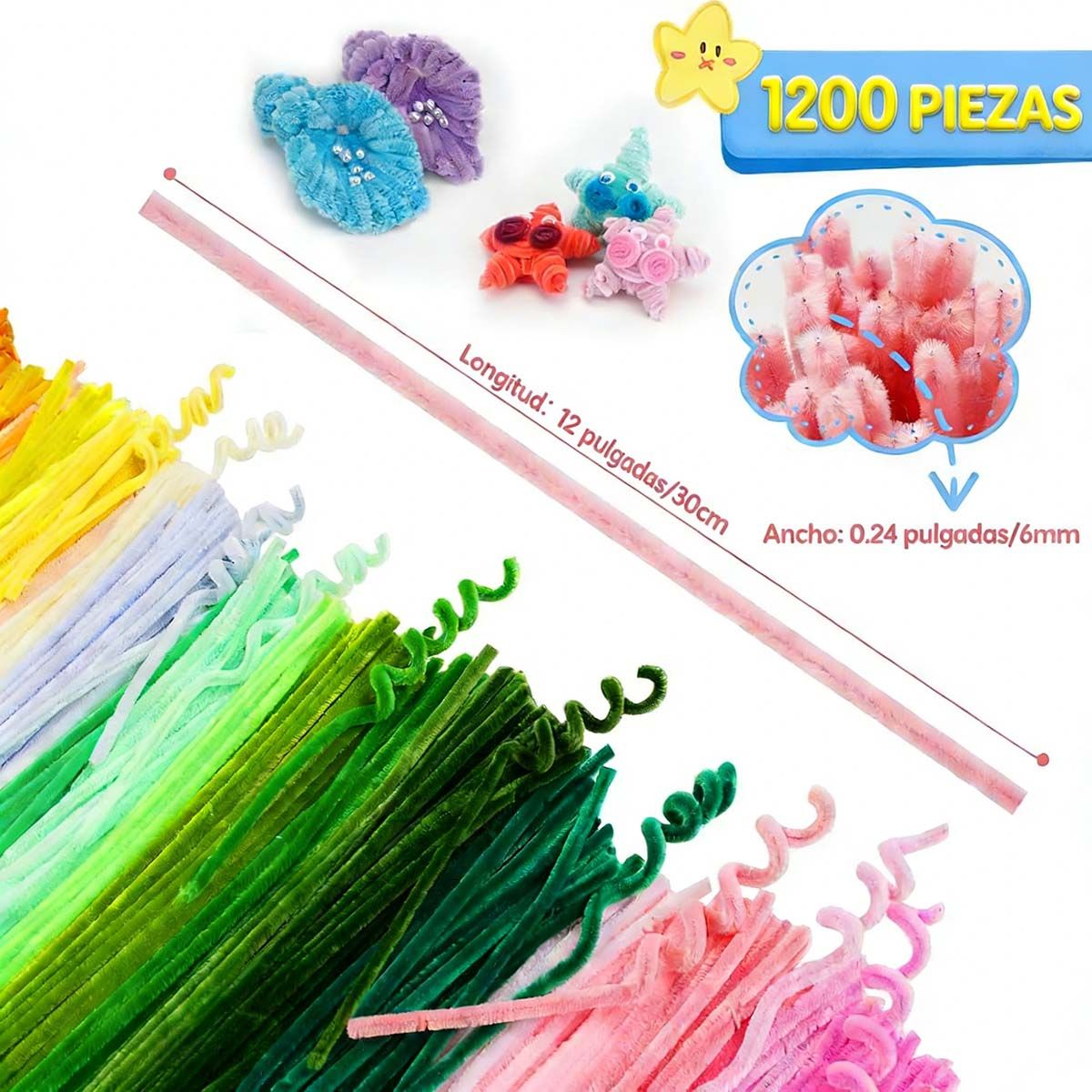 MOONCORE - 1200 Limpiapipas De Colores Para Manualidades Infantiles