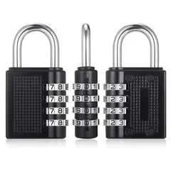 KUANGYE - 2 Unidades Candado Combinación 4 Dígitos Resistente al Agua: Taquillas, Gimnasios, Equipaje (Negro)