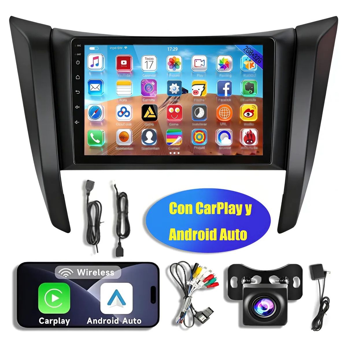 KUANGYE - Radio Android 9 Pulgadas + Bisel Para Nissan Np300 Navara + Arnes