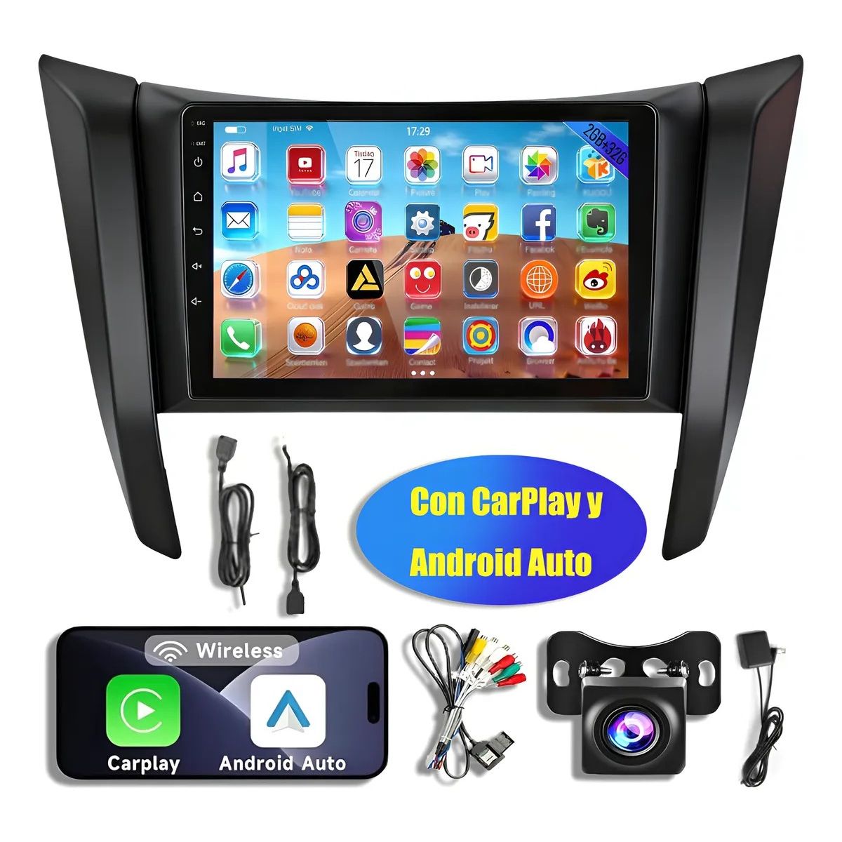 KUANGYE - Radio Android 9 Pulgadas + Bisel Para Nissan Np300 Navara + Arnes