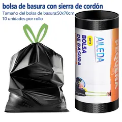 AILEDA - Bolsa De Basura Con Cordón Mediana 50X70 Cms - Cierre Fácil 30L