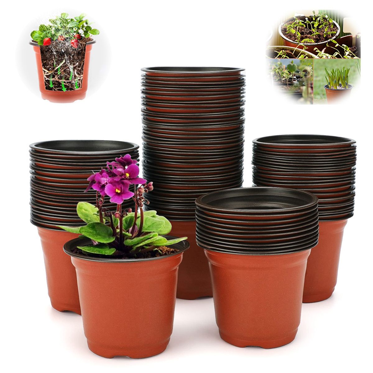 CINDISAMI - Maceta Blanda De Maceta Fácil De Plántulas 15x15cm 100pcs