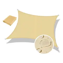 KUANGYE - Toldo Vela Sombreadora Malla Sombra 4x4 m Rectangular Beige