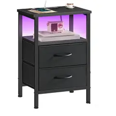 YOMYM - Velador 2 Niveles Con Cajones Buró Mesa 28×28×60 cm