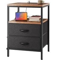 Velador 2 Niveles Con Cajones Buró Mesa 28×28×60 cm