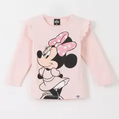 DISNEY - Polera Manga Larga Niña Vuelos Minnie Rosado