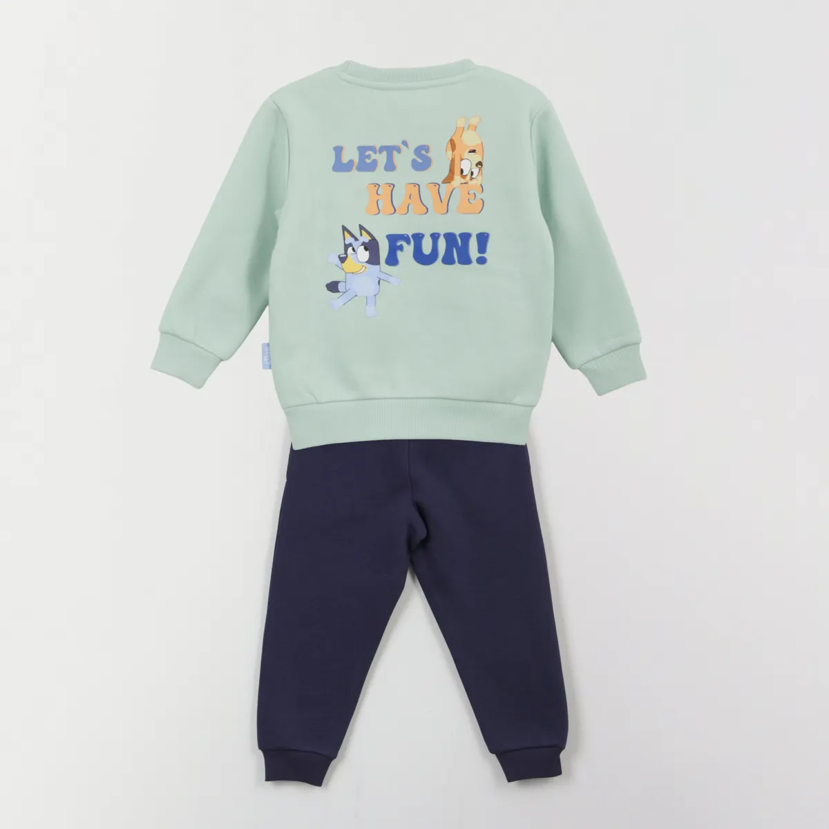 BLUEY - Conjunto Buzo Niño Back Print Lets Have Fun Verde Bluey