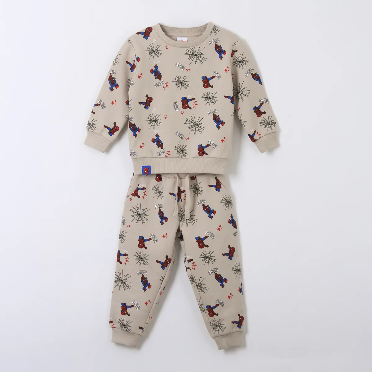 MARVEL - Conjunto Buzo Niño Full Print Spiderman Beige Marvel