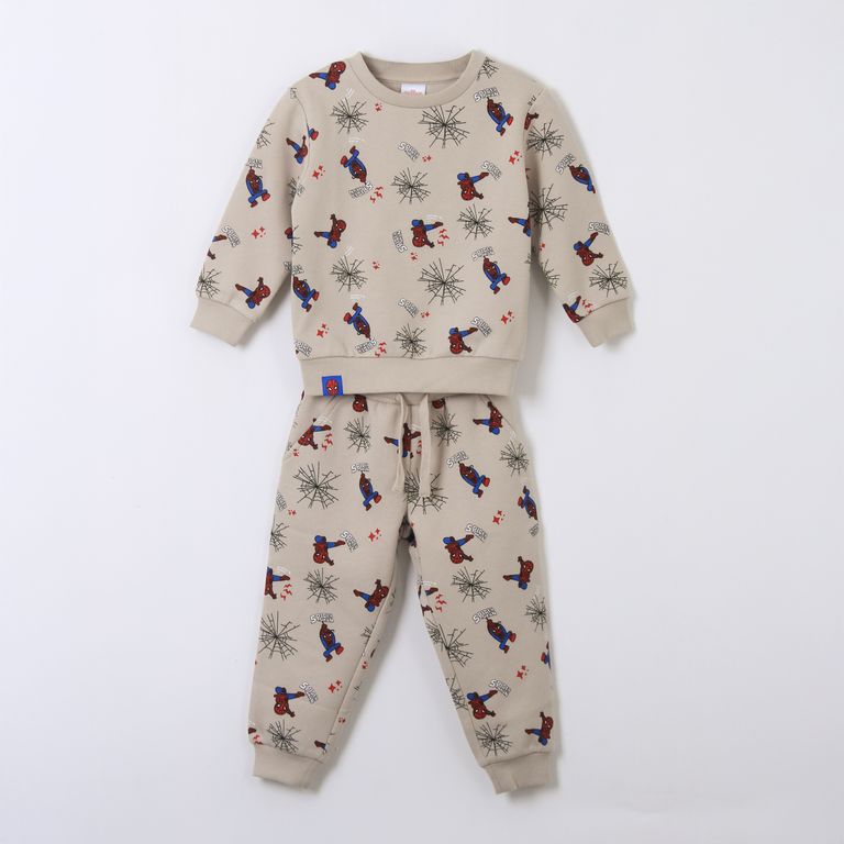 Conjunto Buzo Nino Full Print Spiderman Beige Beige 1