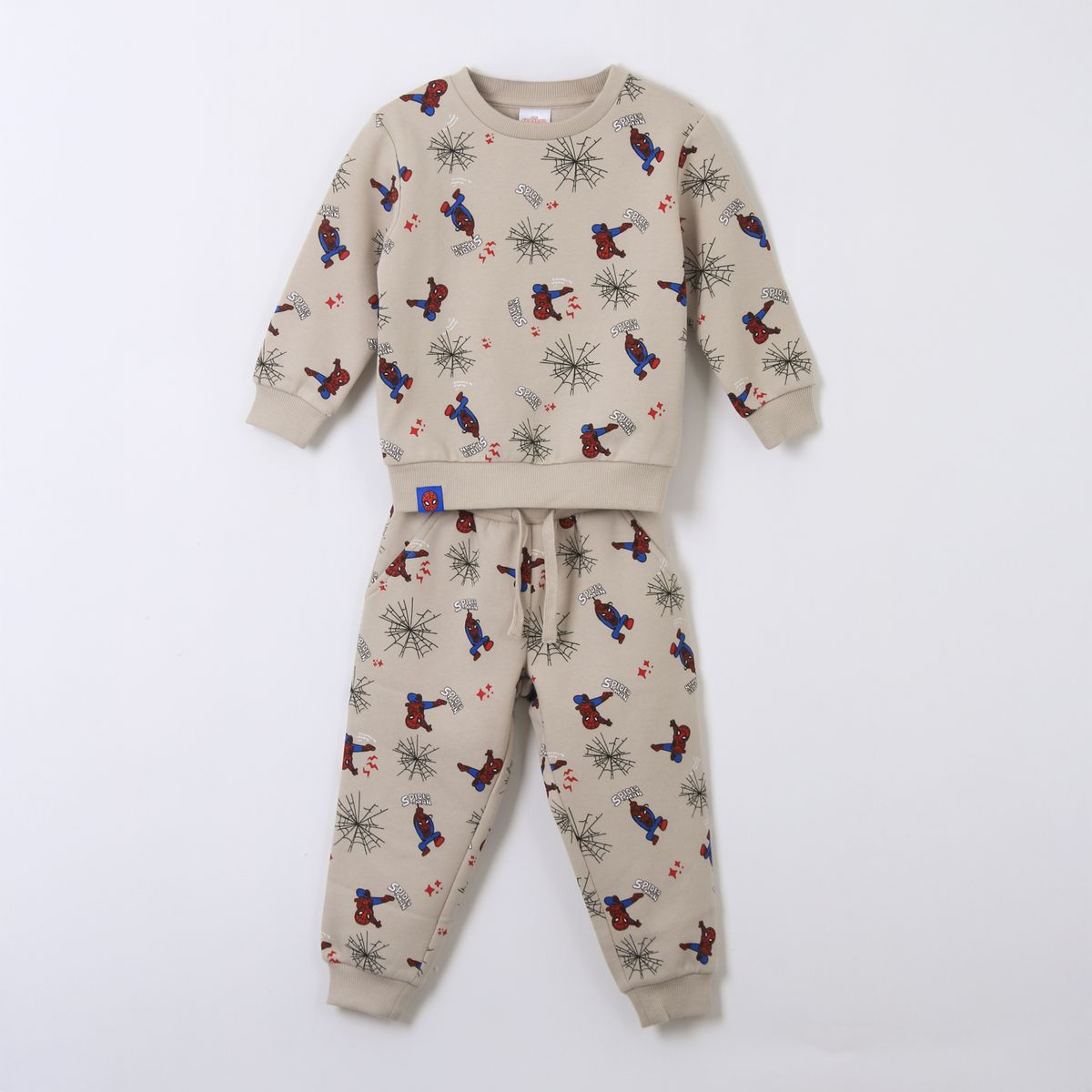 MARVEL - Conjunto Buzo Niño Full Print Spiderman Beige Marvel