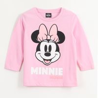 Polera Manga Larga Niña Minnie Face Rosado