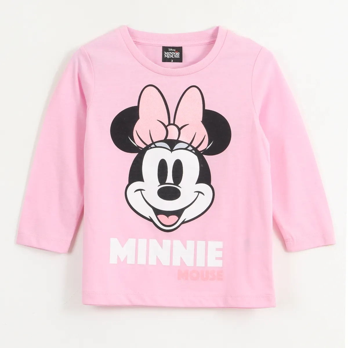 DISNEY - Polera Manga Larga Niña Minnie Face Rosado Disney