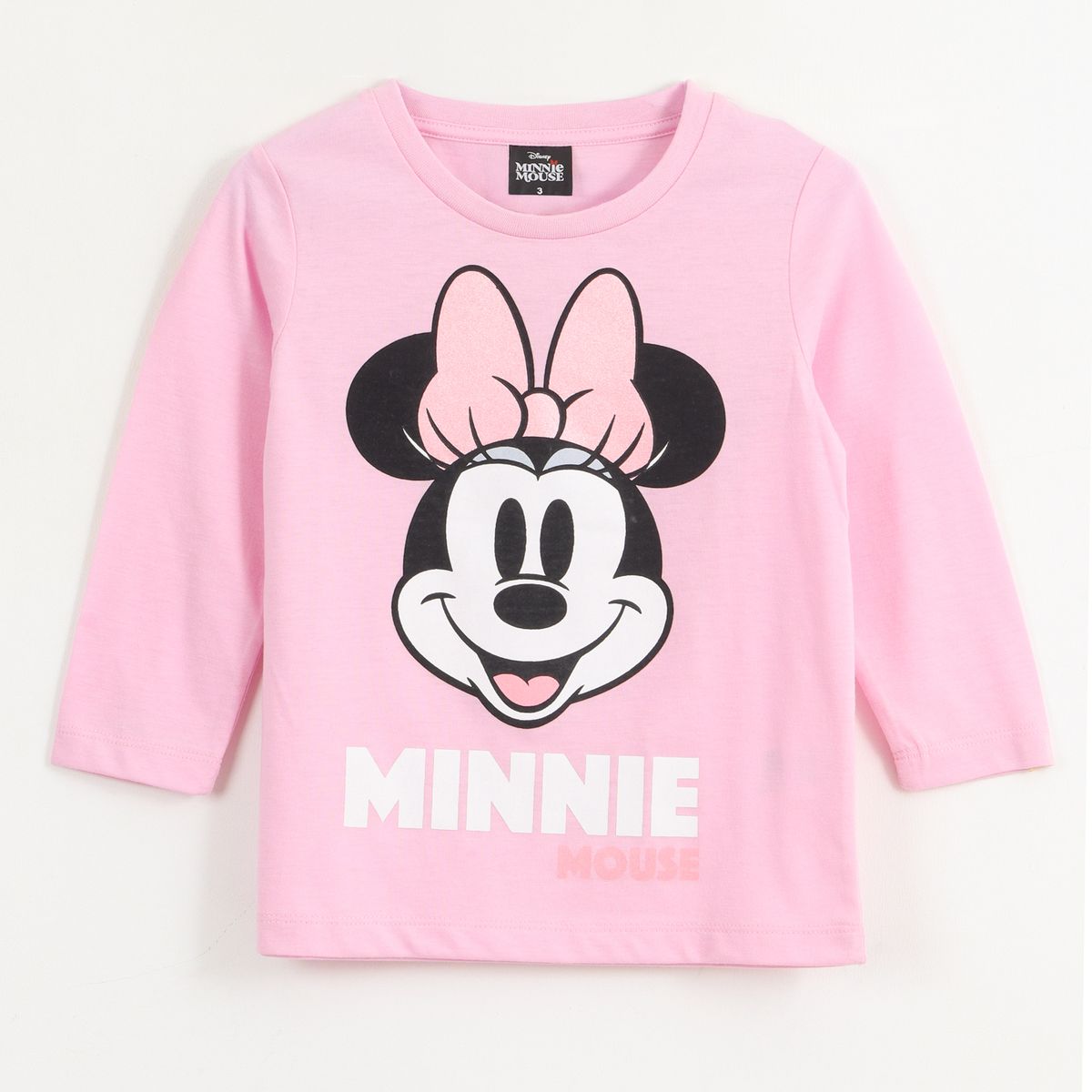 DISNEY - Polera Manga Larga Niña Minnie Face Rosado Disney