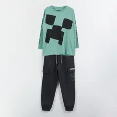 MINECRAFT - Conjunto Niño Creeper Cargo Verde