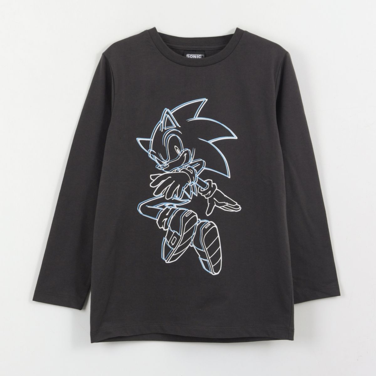 SONIC - Polera Manga Larga Niño Diseño Lineal Gris Sonic