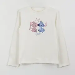 DISNEY - Polera Manga Larga Niña Rib Lilo & Stitch Blanco