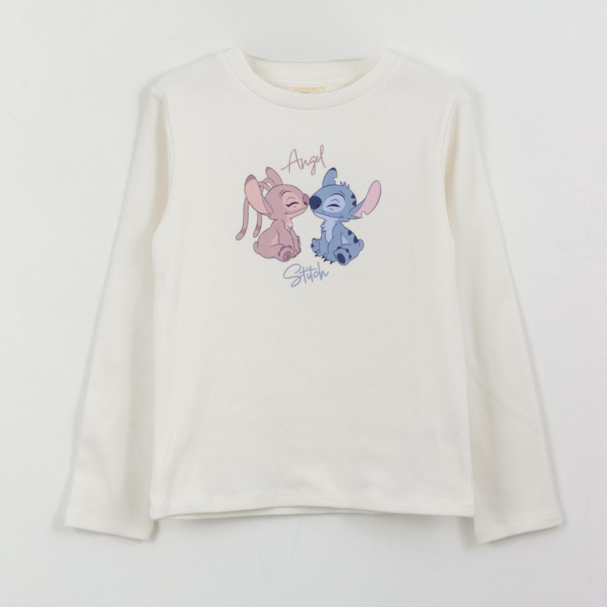 DISNEY - Polera Manga Larga Niña Rib Lilo & Stitch Blanco Disney