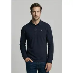 FEROUCH - Poleras Basica Ml Pique Navy