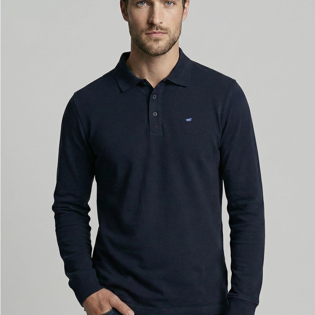 FEROUCH - Poleras Basica Ml Pique Navy Ferouch