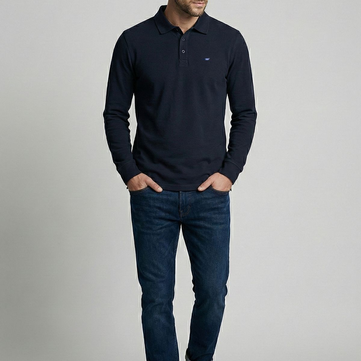FEROUCH - Poleras Basica Ml Pique Navy Ferouch