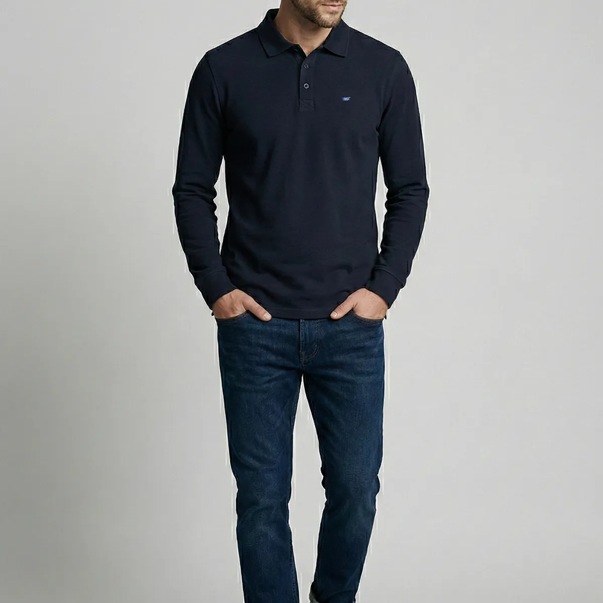 FEROUCH - Poleras Basica Ml Pique Navy Ferouch