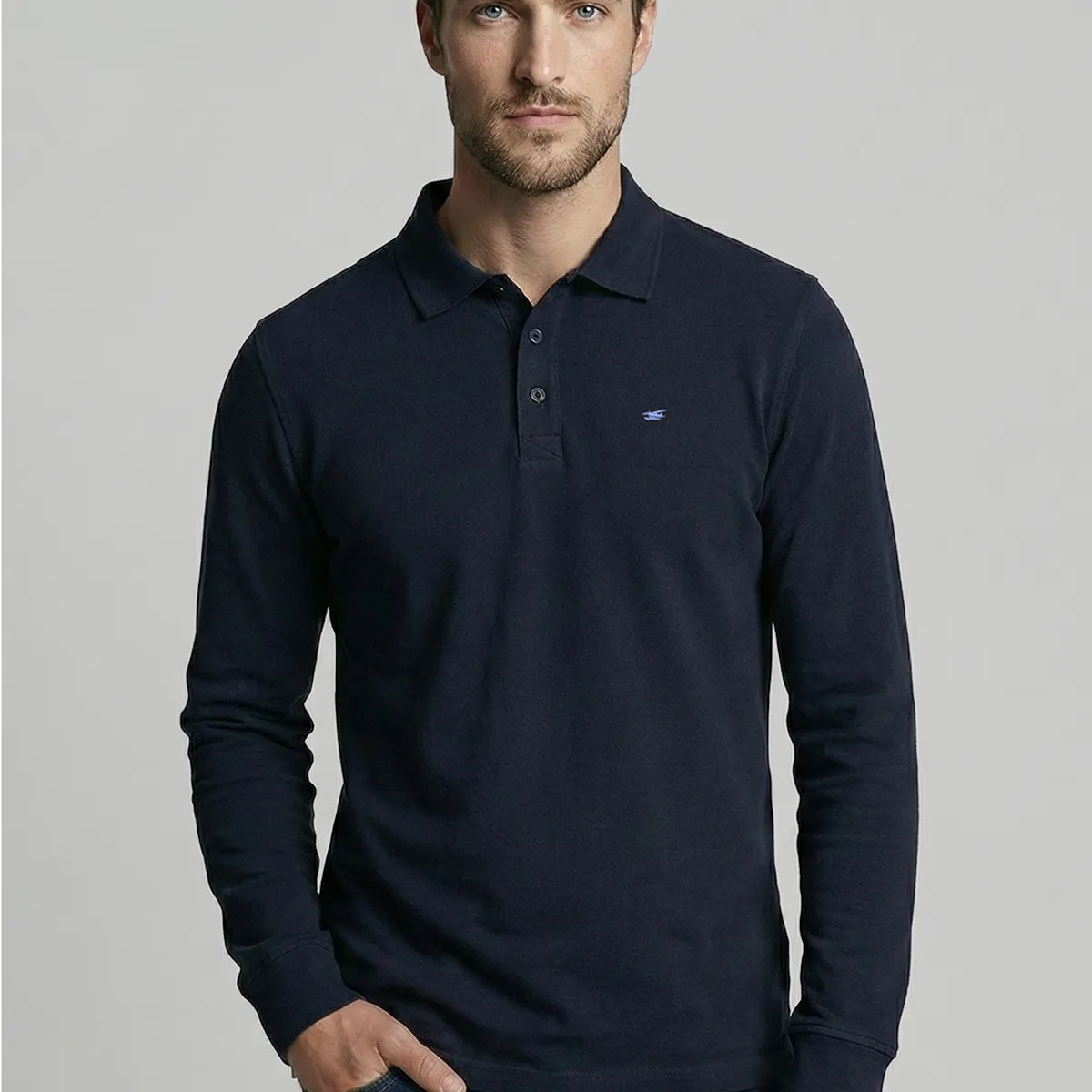 FEROUCH - Poleras Basica Ml Pique Navy Ferouch