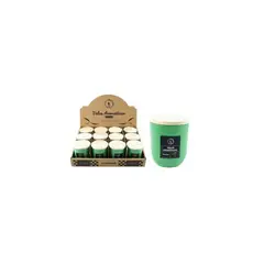 GENERICO - Vela aromática en vaso verde con tapa 7x8cm