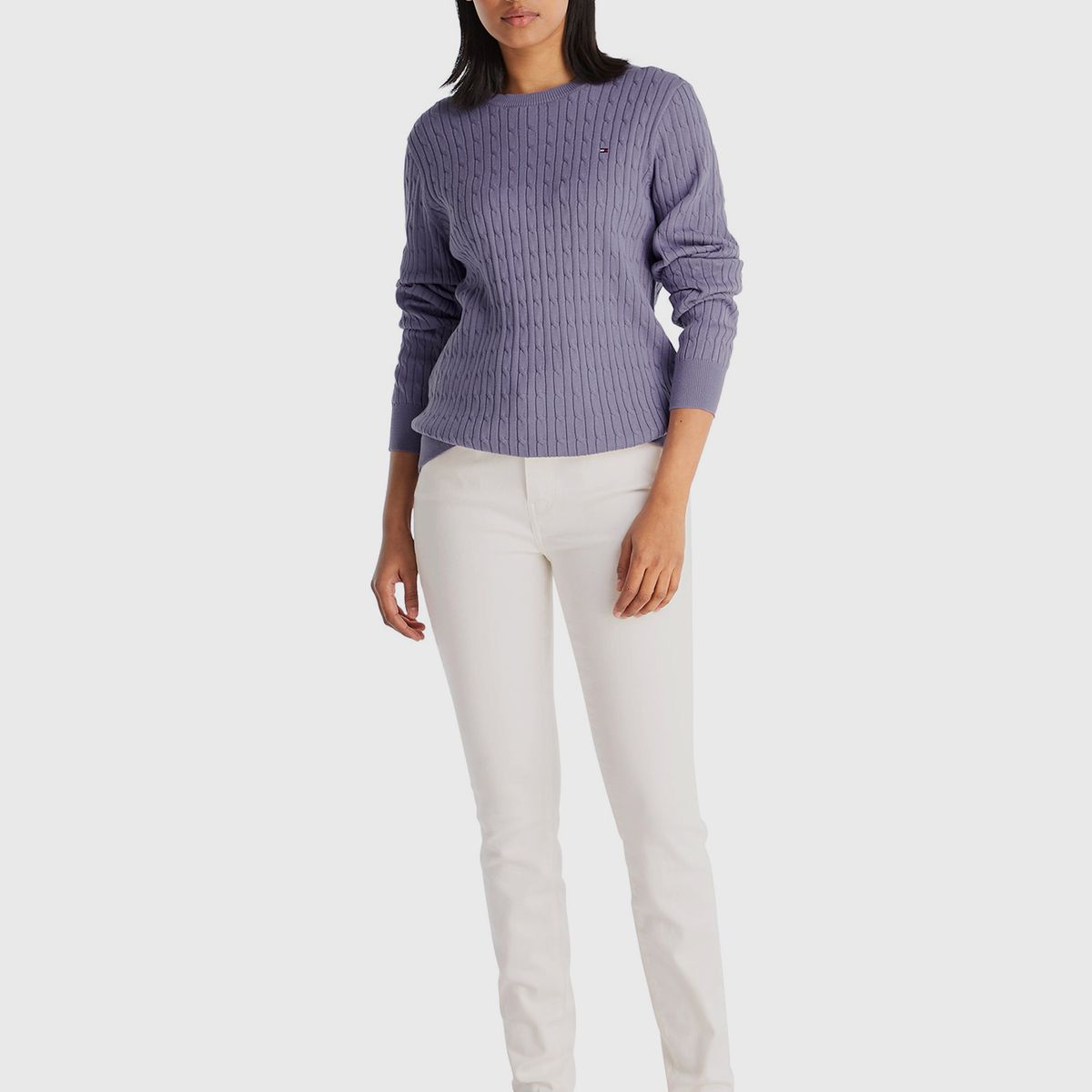 TOMMY HILFIGER - Sweater De Tejido Cable Lila Tommy Hilfiger