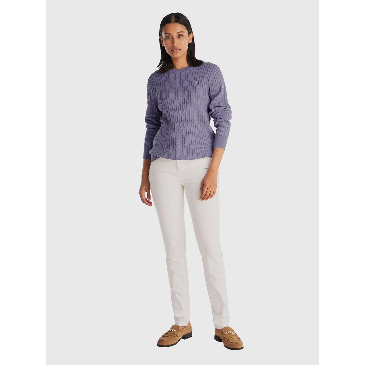 TOMMY HILFIGER - Sweater De Tejido Cable Lila Tommy Hilfiger
