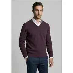 FEROUCH - Sweater Atlanta V-Neck Burgundy Melange
